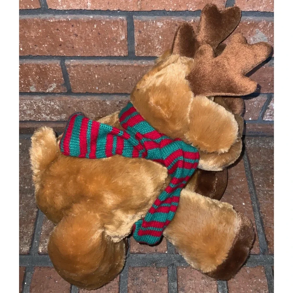 Russ Berrie Balsam Moose Plush Christmas Stuffed Animal Brown Scarf Holiday 12in